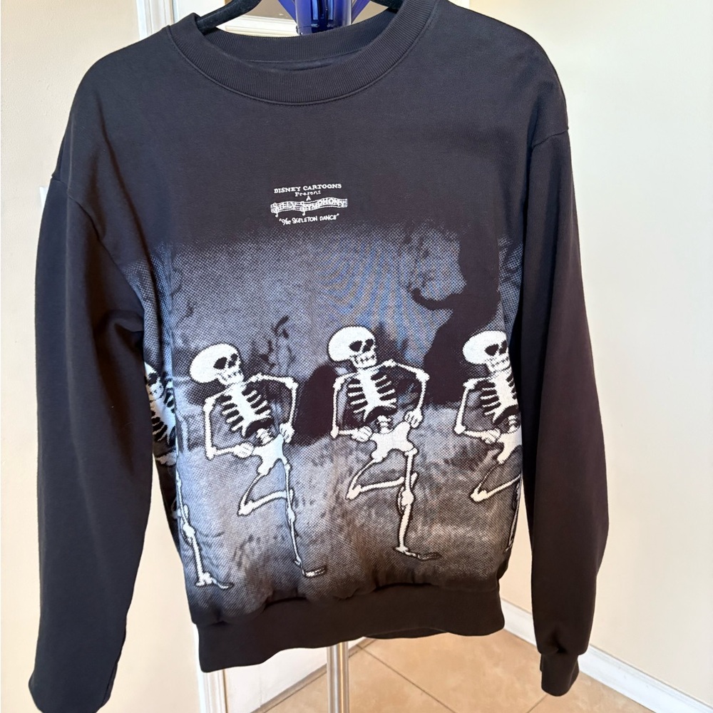 Disney Black and Gray Skeleton Dance Crewneck Sweater